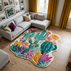 Bunte Wüstenblüten Kaktus Sonderform Decke