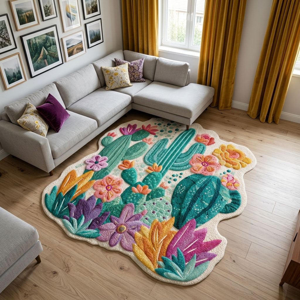 Bunte Wüstenblüten Kaktus Sonderform Decke