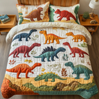 Bunte Dinosaurier Safari 3-teiliges Bettwäsche-Set