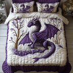 Violetter Drache Winterwald 3-teiliges Bettwäsche-Set