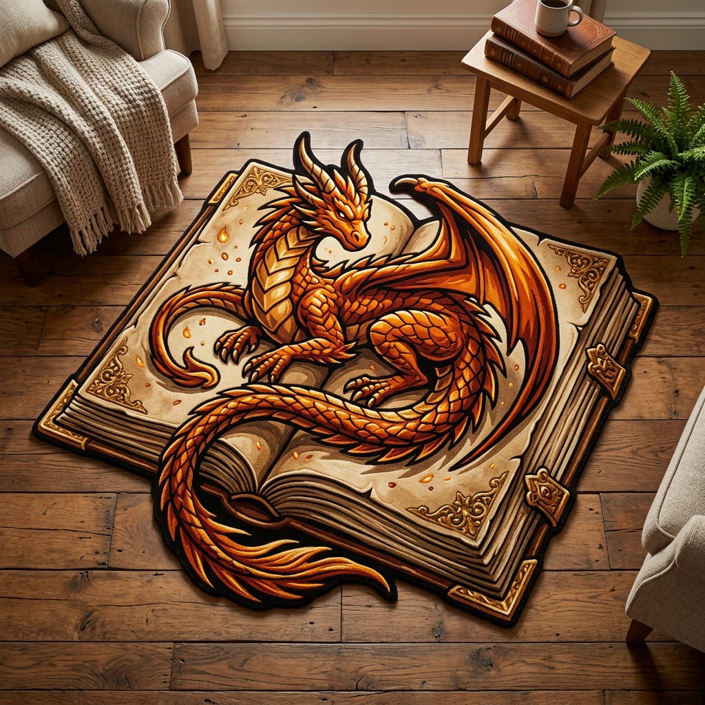 Roter Drache Bibliothek Sonderform Decke