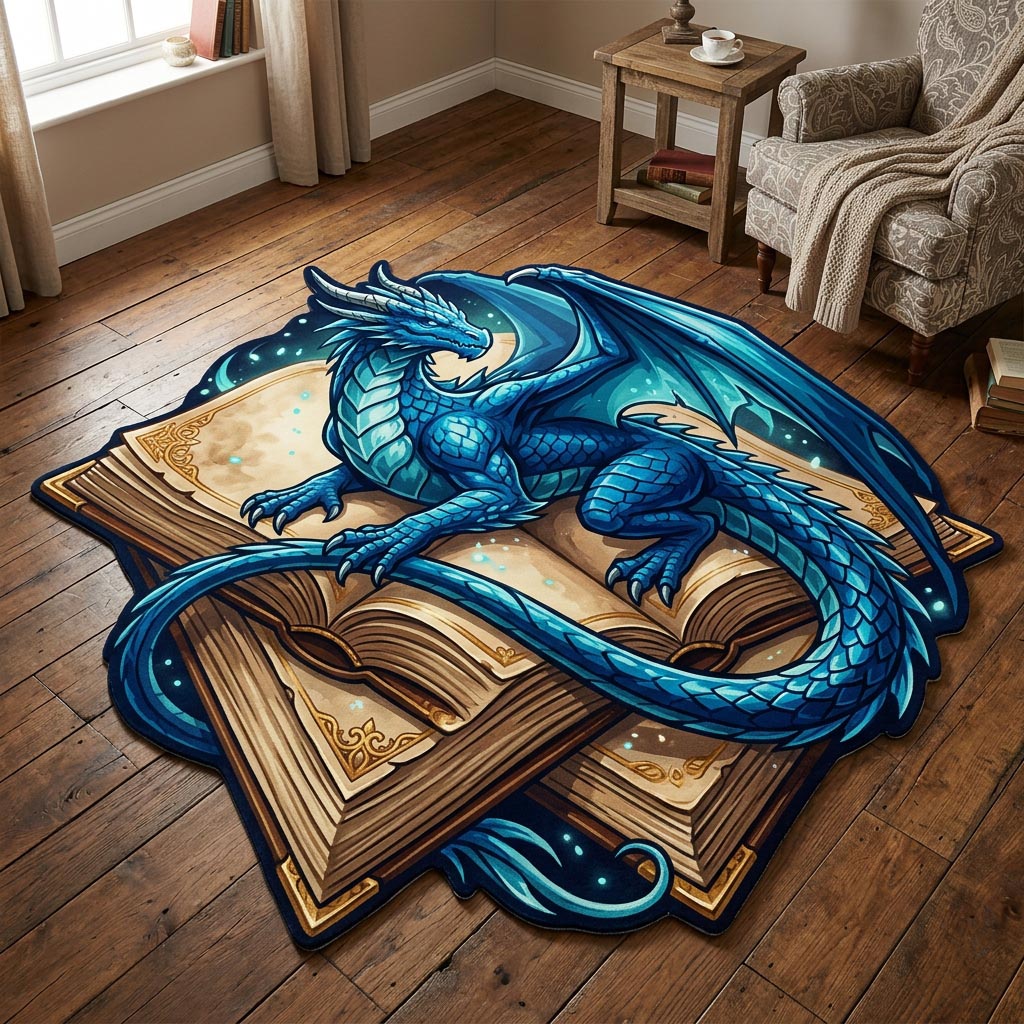 Blauer Drache Buchschatz Sonderform Decke