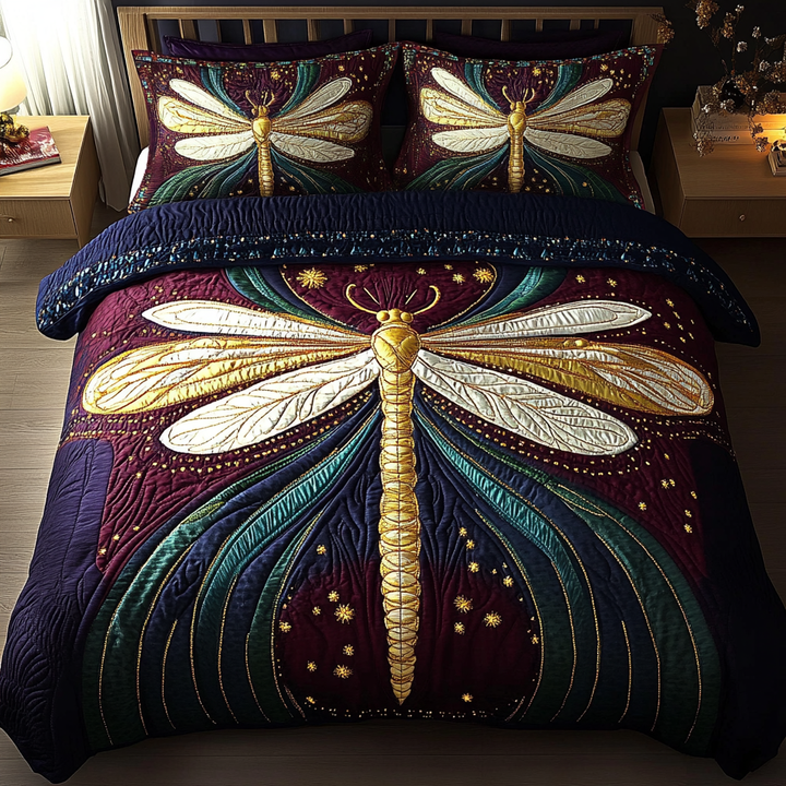 Bunte Libelle Mandala 3-teiliges Bettwäsche-Set