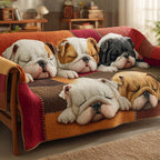 Schlafende Bulldoggen Patchwork Sofaüberwurf