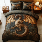 Goldener Drache Glühen 3-teiliges Bettwäsche-Set