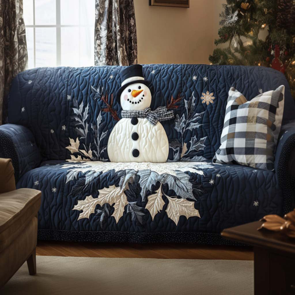 Schneemann Wintergruss Sofaüberwurf