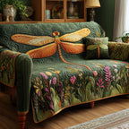 Libelle Smaragdwiese Sofaüberwurf