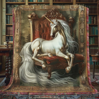 Weisses Einhorn Bibliothek Gewebt Sofadecke