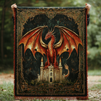 Roter Drache Schloss Avalon Gewebt Sofadecke
