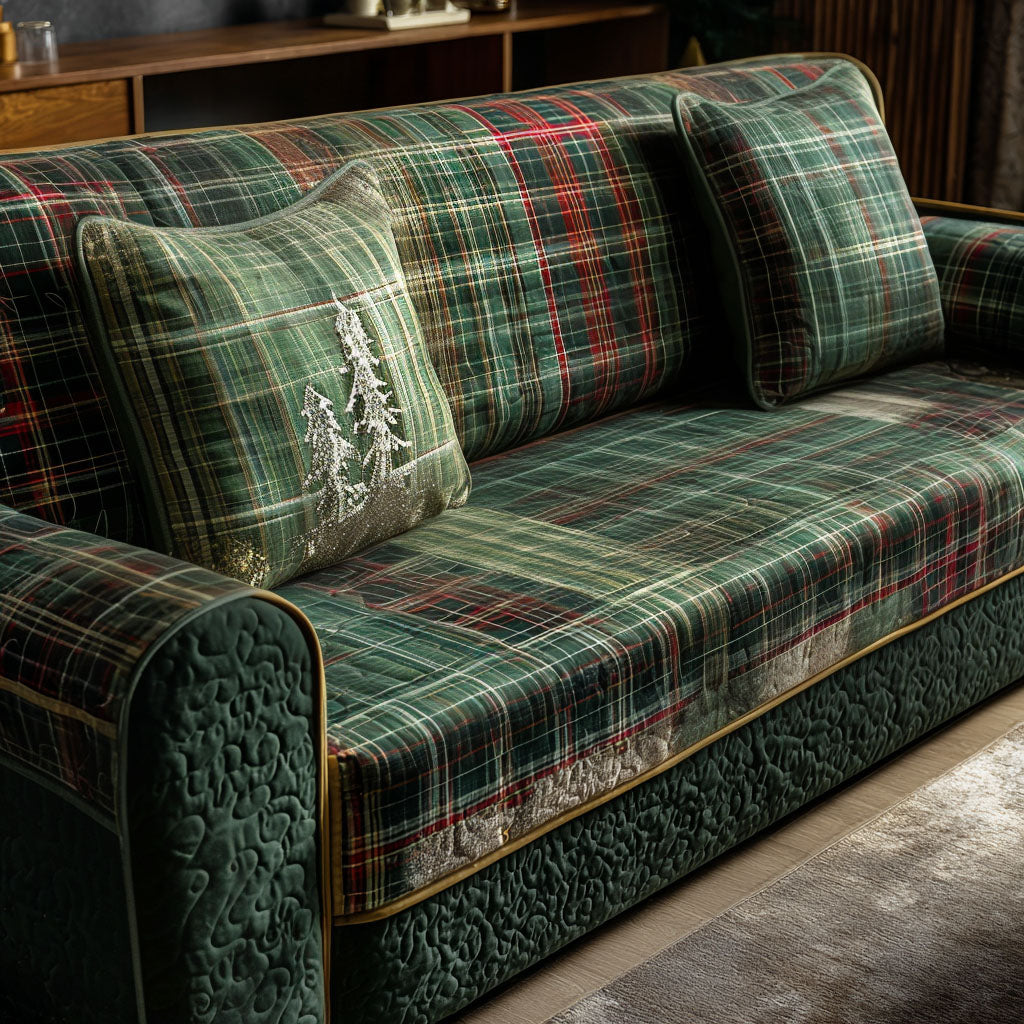 Grünes Karo Patchwork Sofaüberwurf