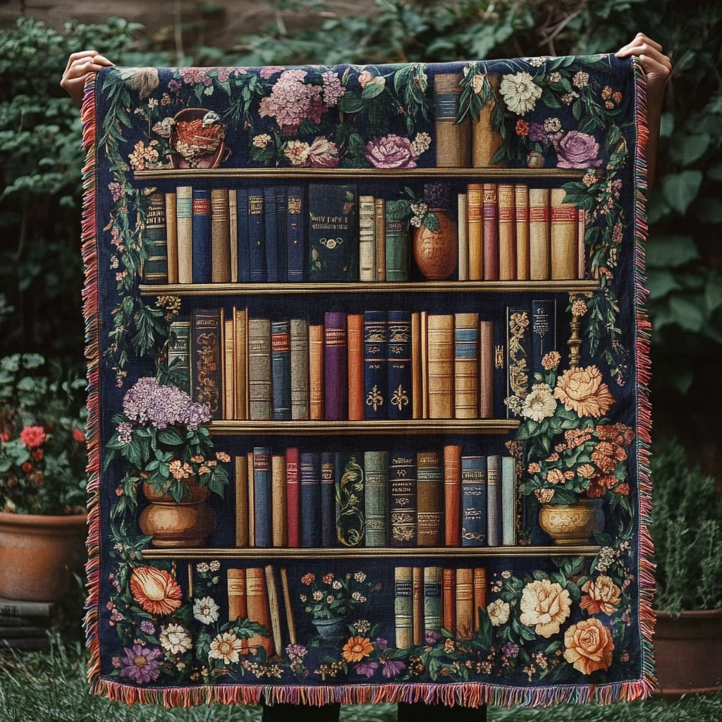Bücherregal Blüten Chroniken Gewebt Sofadecke
