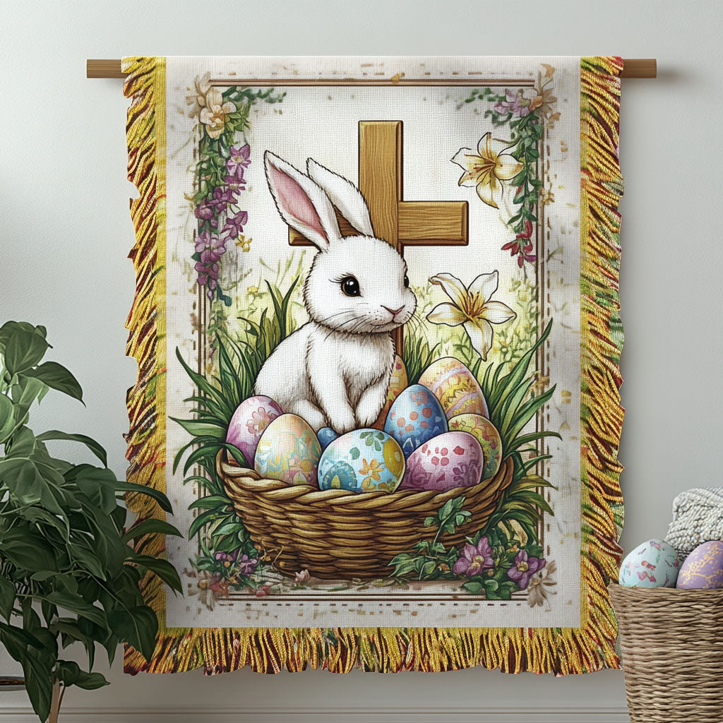 Treuer Osterhase Eierkorb Kreuz Gewebt Sofadecke
