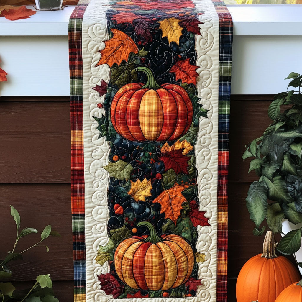 Herbstkürbis Blütenreihe Tischläufer