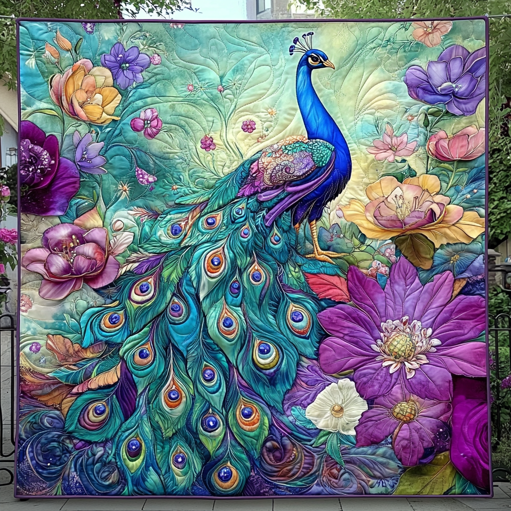 Pfau Federfantasie Blüten Decke