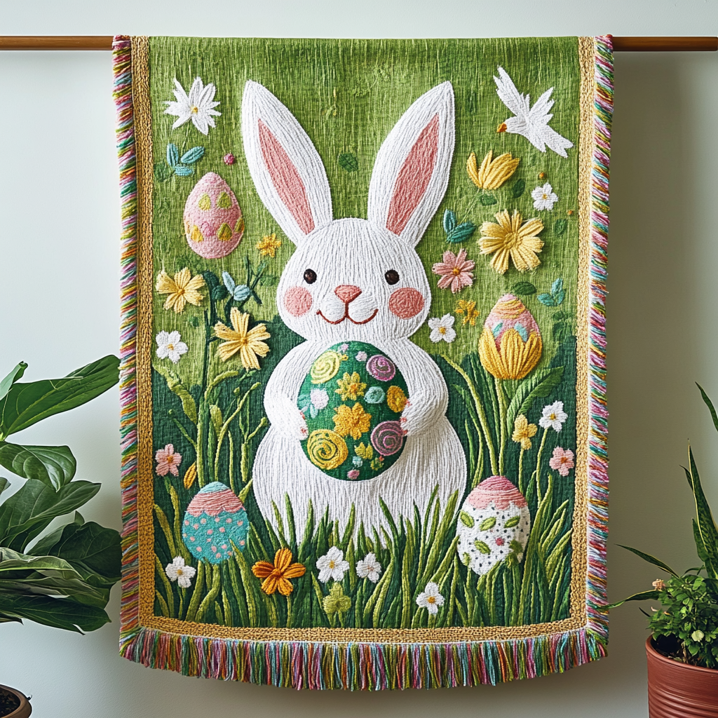 Festlicher Osterhase Eier Gewebt Sofadecke