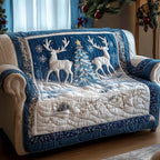 Weihnachtshirsche Wintermagie Sofaüberwurf