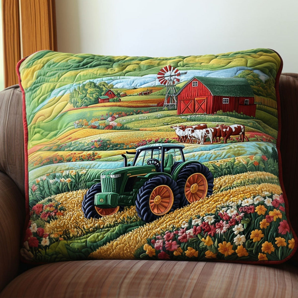 Traktor Bauernhof Felder Kissenbezug