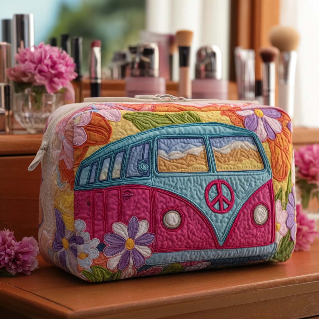 Kosmetiktasche – Blumenfreiheit-Bus