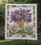 Fahrrad mit Veilchenkorb Kunst Hängend