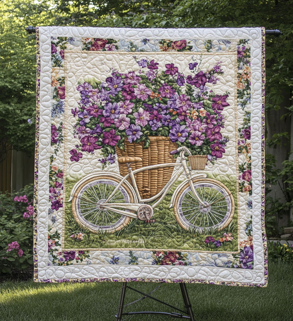 Fahrrad mit Veilchenkorb Kunst Hängend