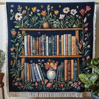 Blumen Bücherregal Bibliothek Gewebt Sofadecke