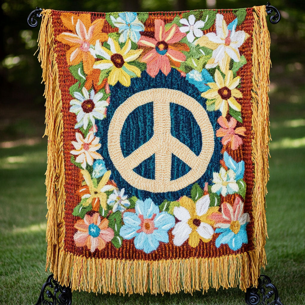 Blumen Peace Zeichen Gewebt Sofadecke