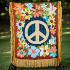Blumen Peace Zeichen Gewebt Sofadecke