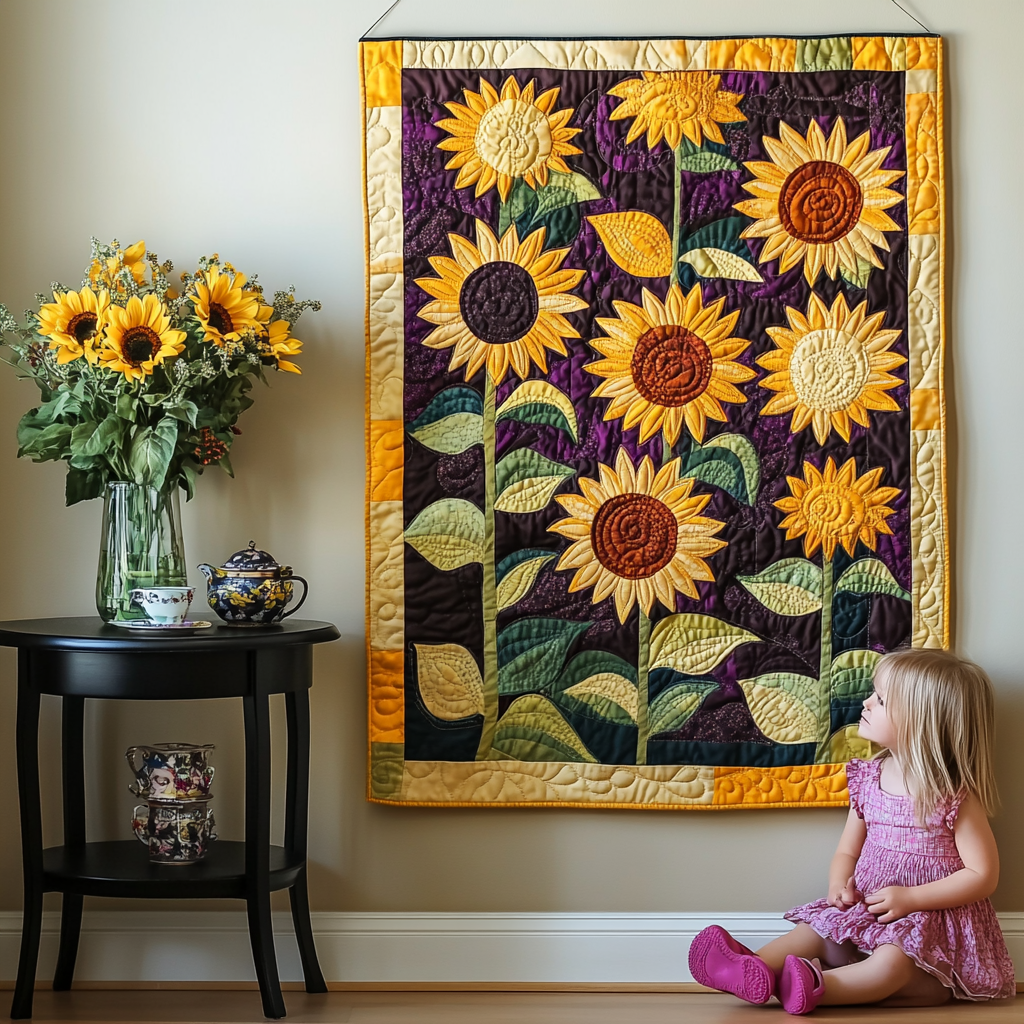 Sonnenblumen in Vase Kunst Wandbehang