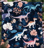 Dinosaurier und Blumen Kunst Wandbehang
