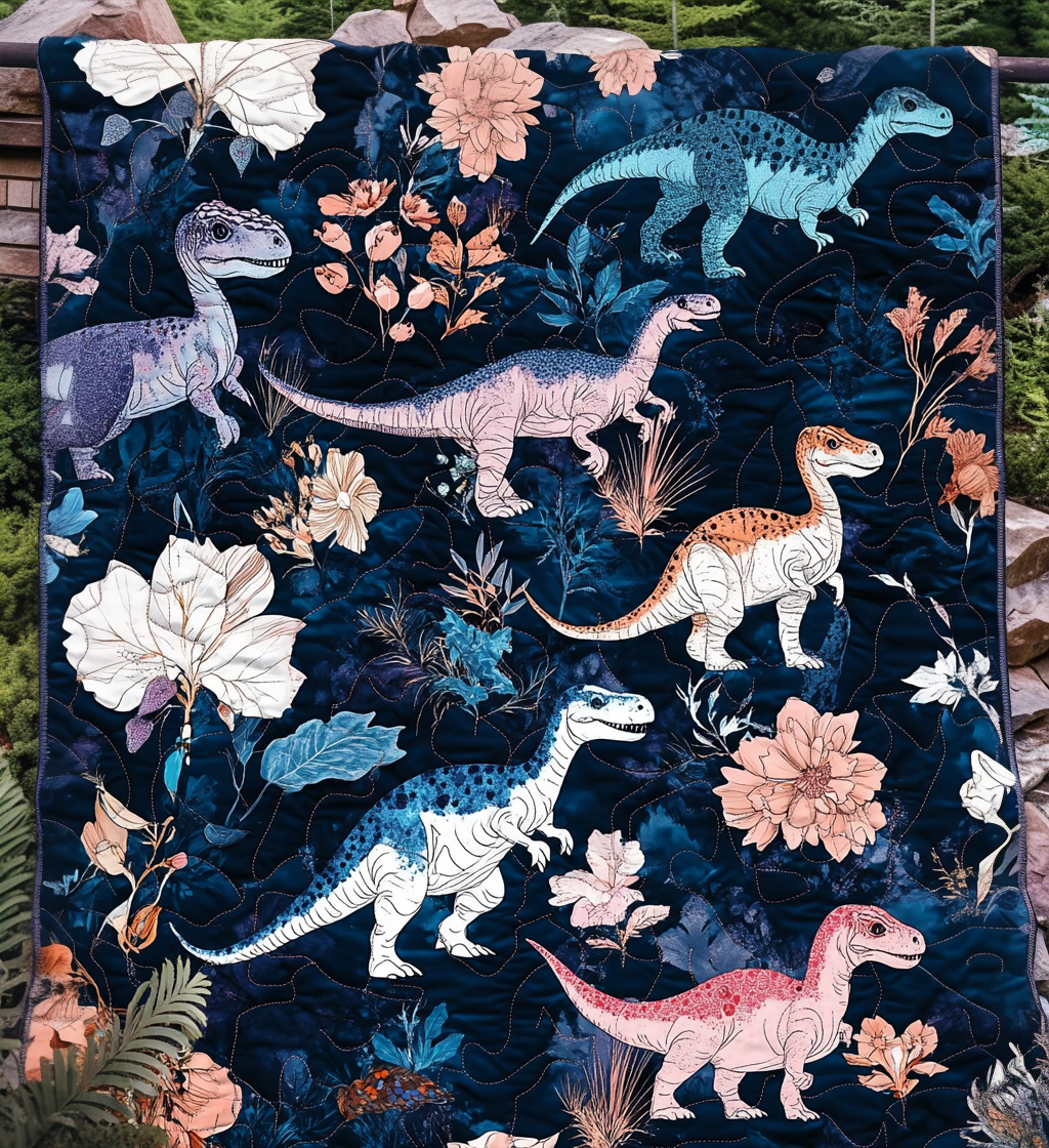 Dinosaurier und Blumen Kunst Wandbehang