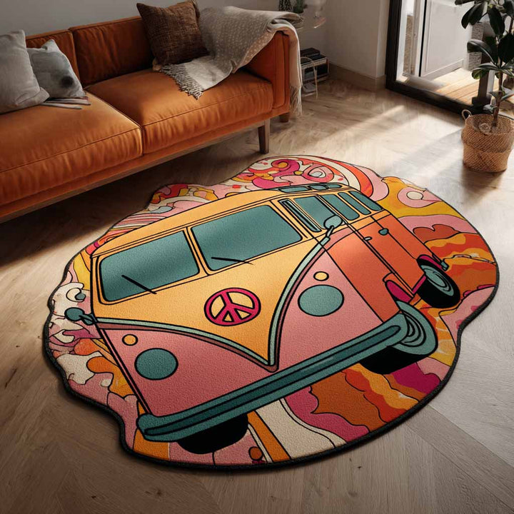 Bunter Hippiebus Blütenfahrt Sonderform Decke