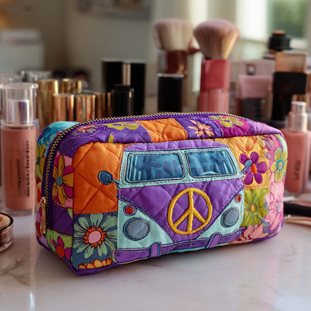 Kosmetiktasche – Blume-Power-Bus