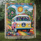 Blumen Power Hippiebus Gewebt Sofadecke