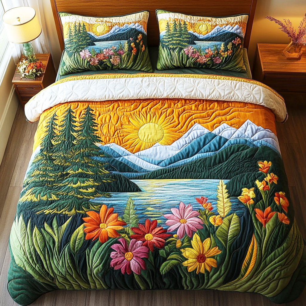 Tannenwald Berglandschaft II 3-teiliges Bettwäsche-Set