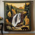 Waldwasserfall mit Bär Kunst Wandbehang