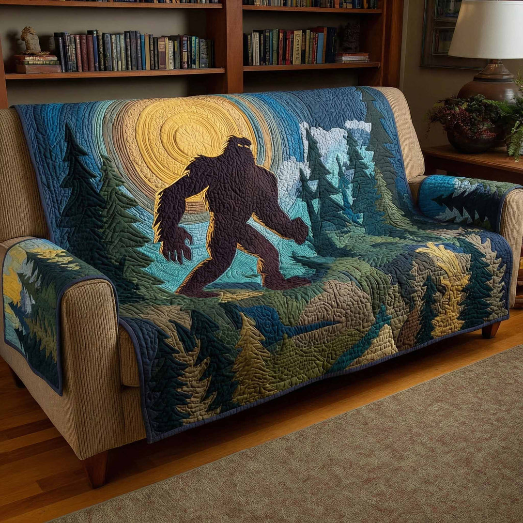 Bigfoot Lagerfeuer Mondnacht Sofaüberwurf