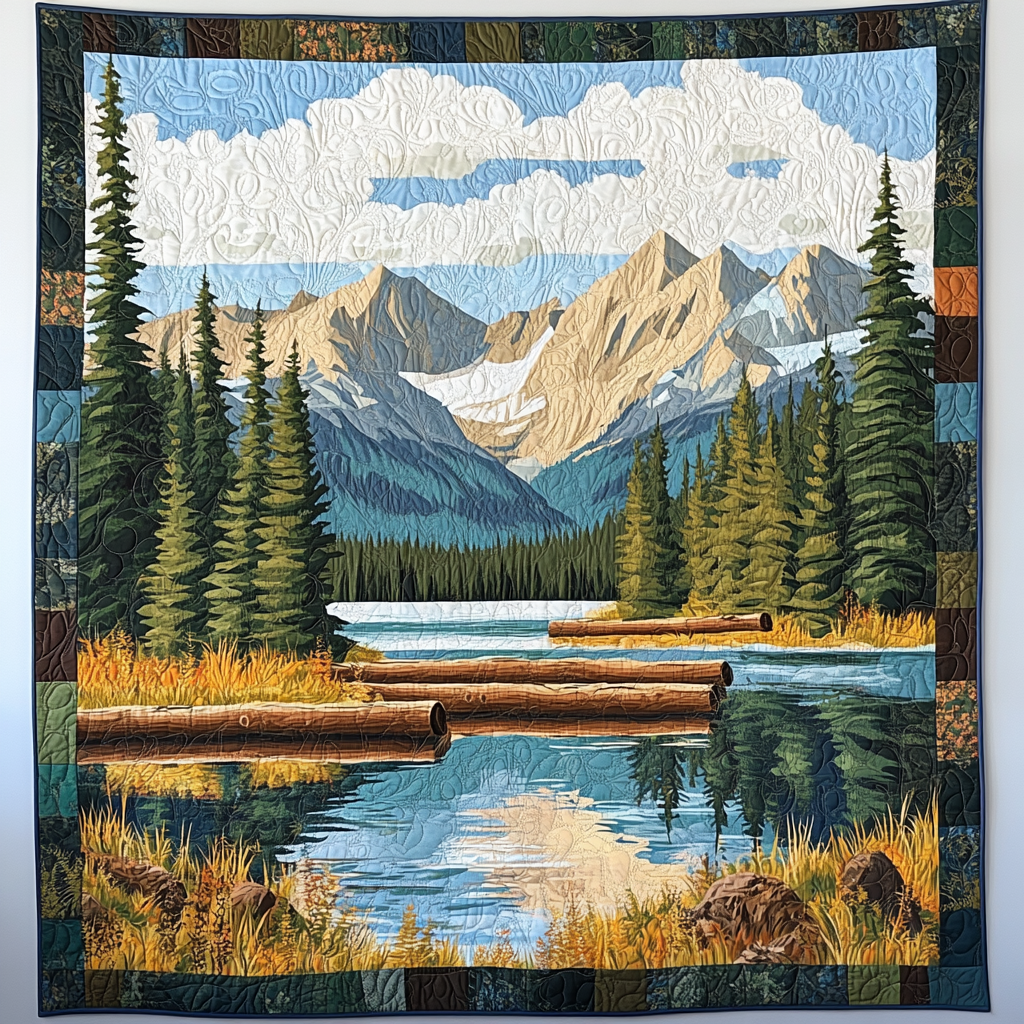 Wald und Bergsee Kunst Wandbehang