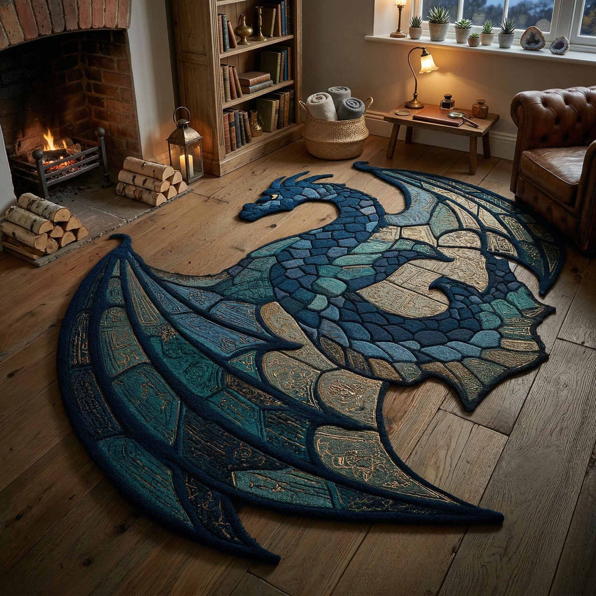 Eisblauer Drache Frostflügel Sonderform Decke