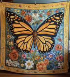 Monarchfalter und Blumen Kunst Wandbehang