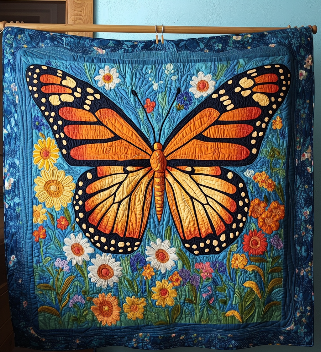 Monarchfalter in Sonnenblumen Kunst Wandbehang