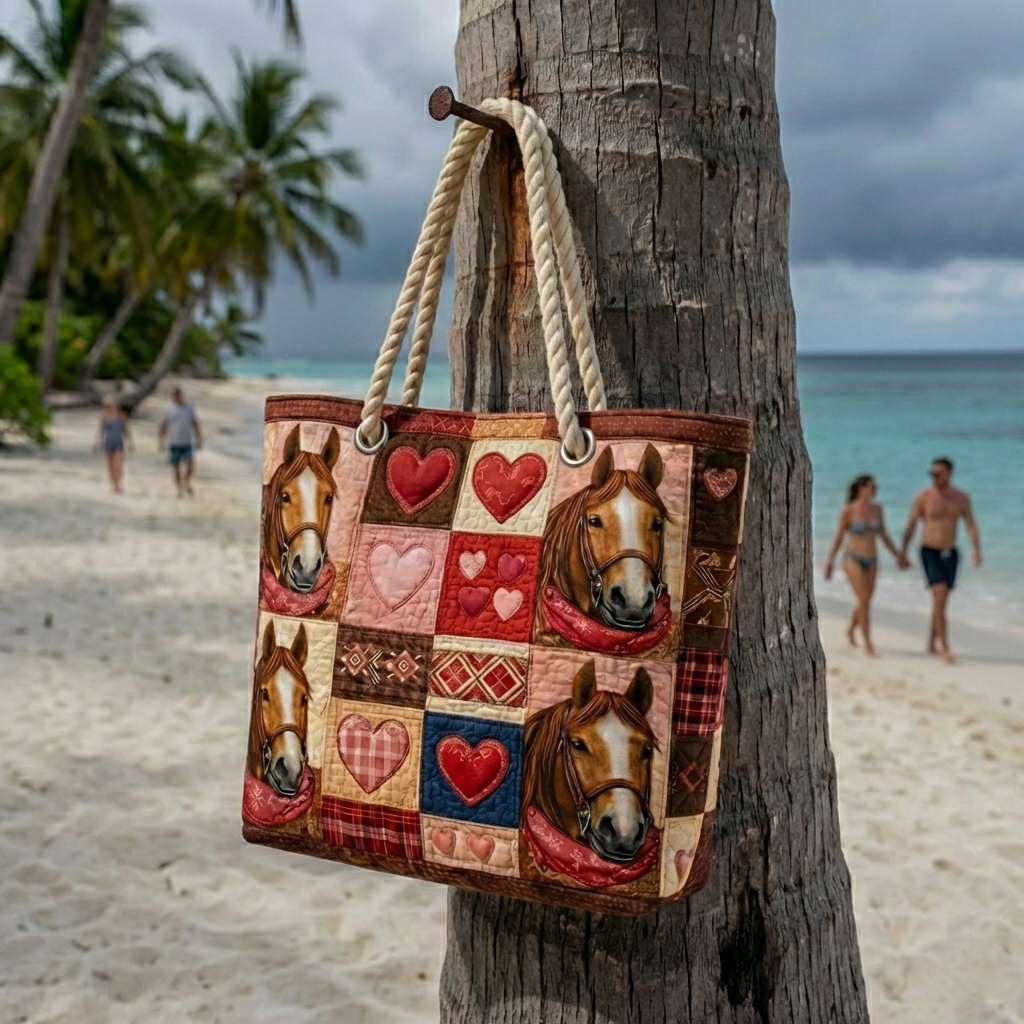Strandtasche - Pferde mit Herzen