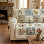 Zartes Blütengarten Patchwork Sofaüberwurf