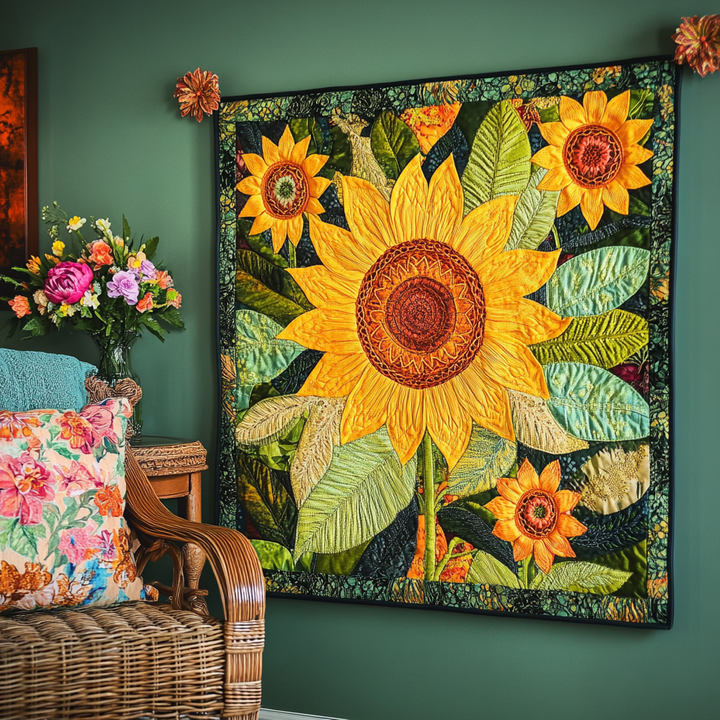 Goldene Sonnenblume Kunst Wandbehang