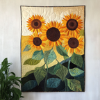 Grünes Sonnenblumenfeld Kunst Wandbehang