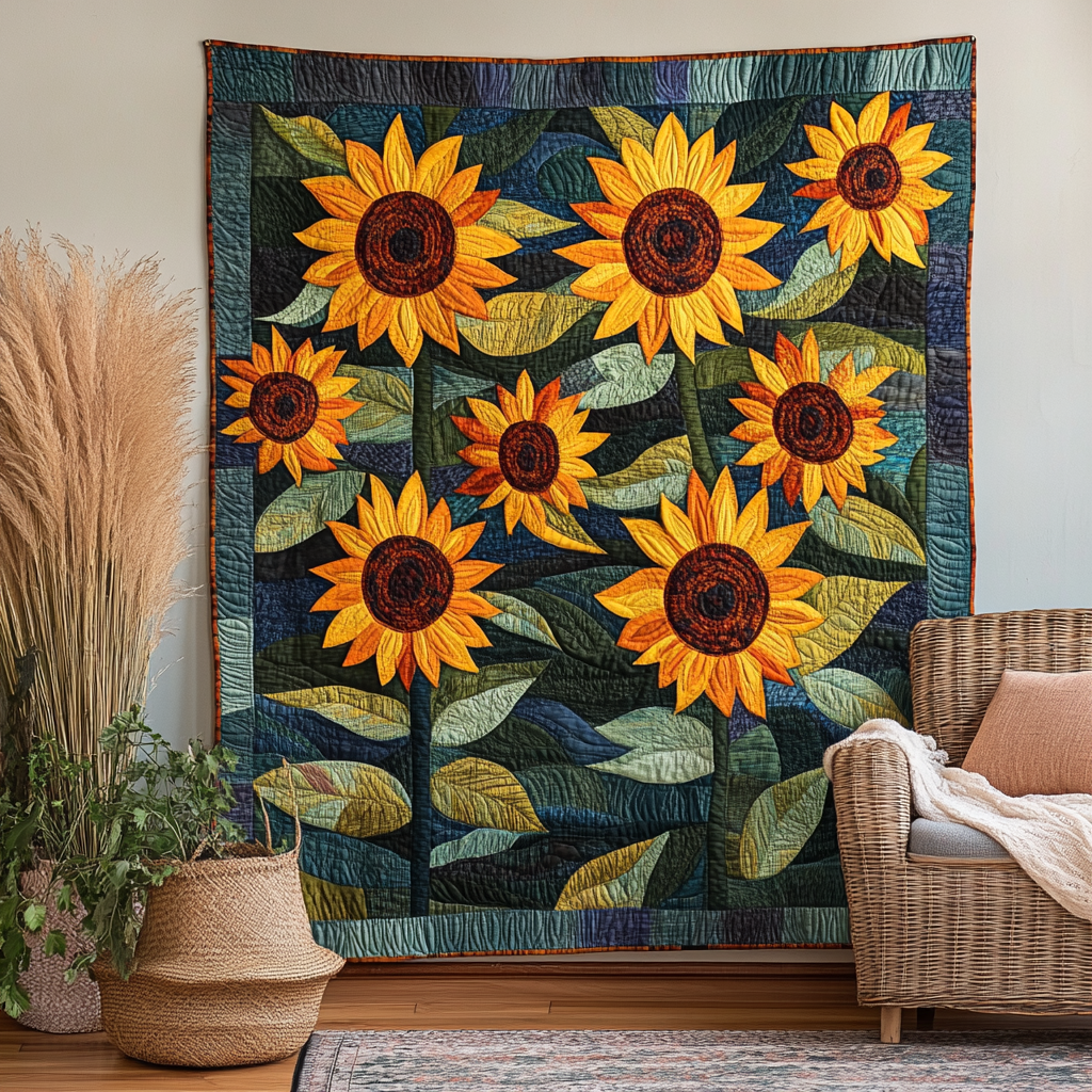 Goldene Sonnenblumen Kunst Wandbehang