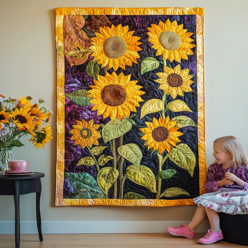 Goldfarbene Sonnenblumen Kunst Hängend