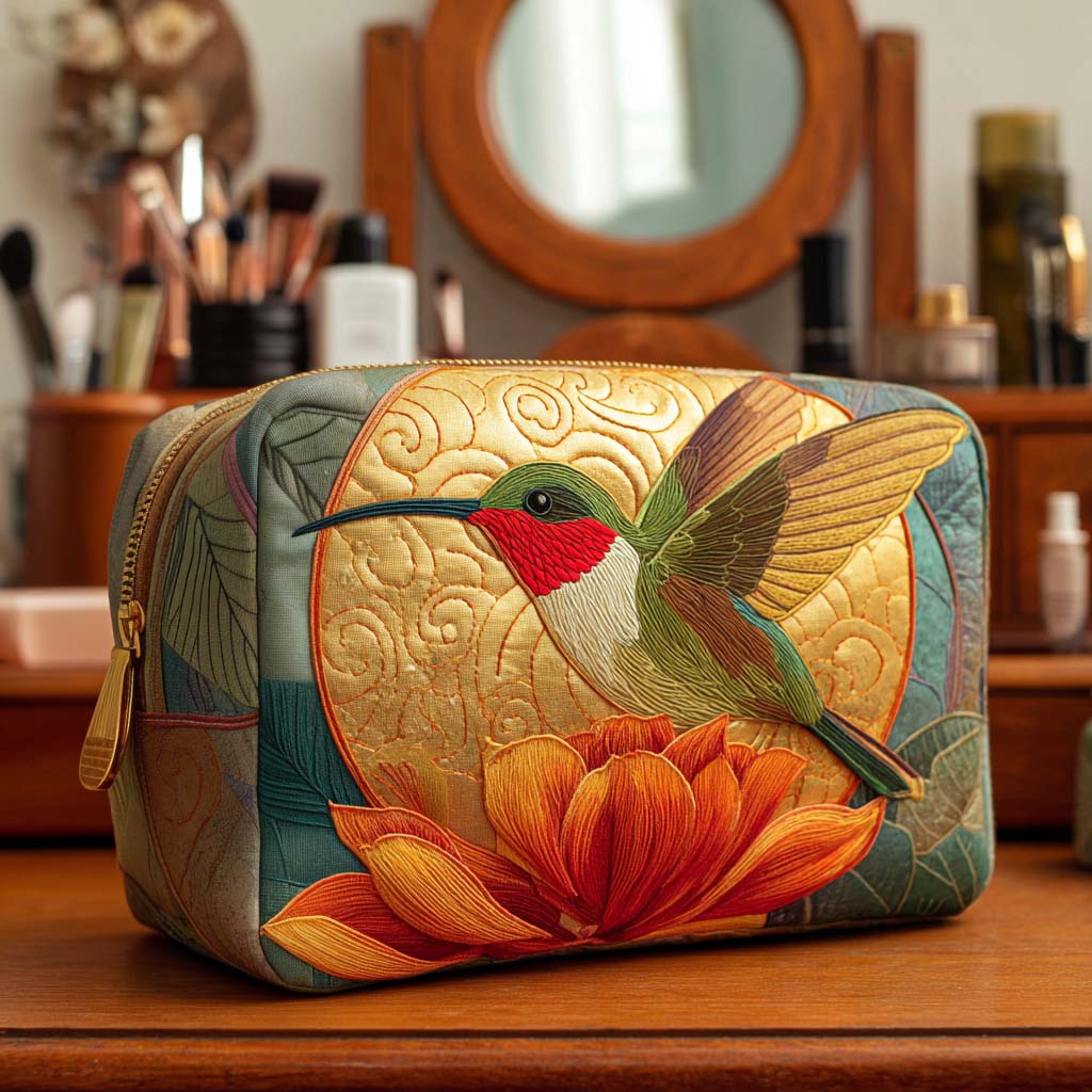 Kosmetiktasche – Goldener Kolibri