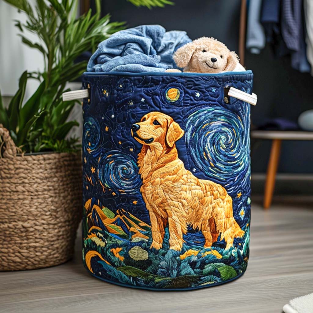 Golden Retriever in Sternennacht Wäschekorb