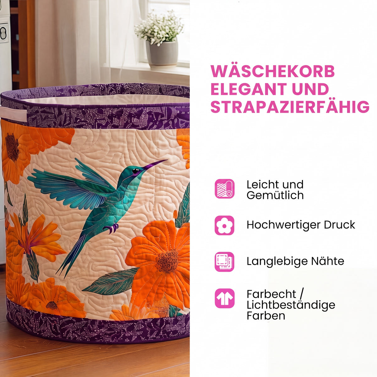 Katze im Patchwork Wäschekorb