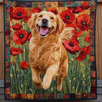 Fröhlicher Retriever Mohnblumen Decke